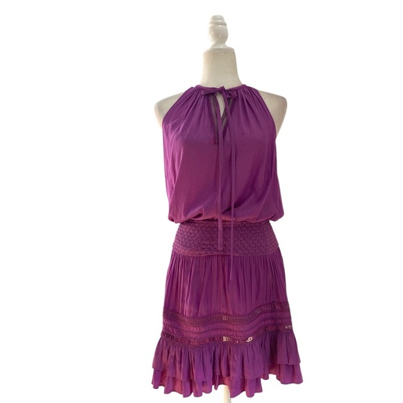 Ramy Brook Women’s Jojo Mini Dress in Petunia Double Ruffle Hem - Picture 4 of 10